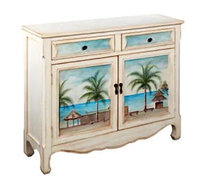 shabby chic white side table with beach theme