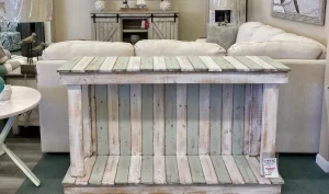 coastal style grean & white sofa table